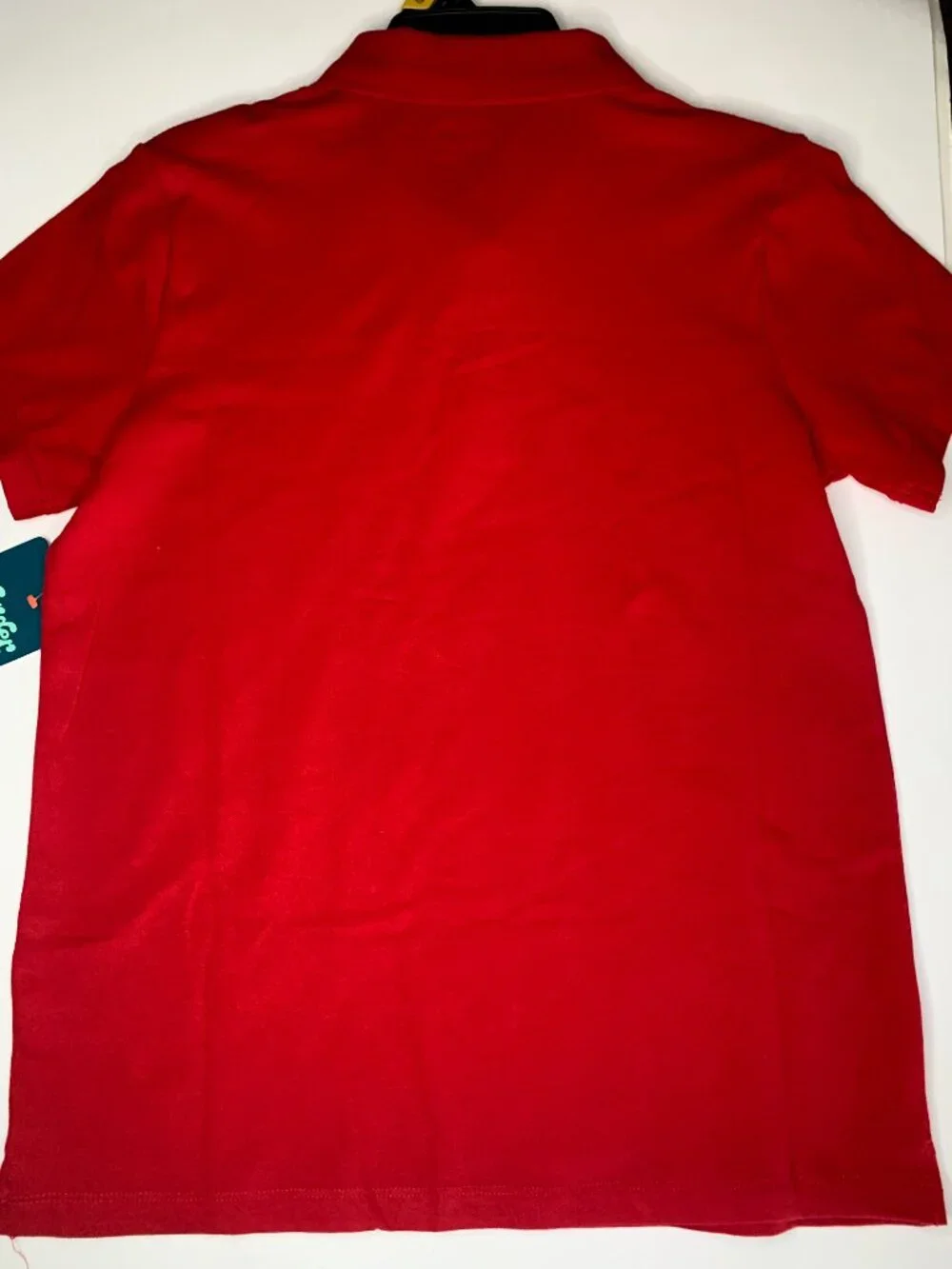 New Wonder Nation Girls School Uniform Pique Polo Shirt, Red, Large (10-12) Plus